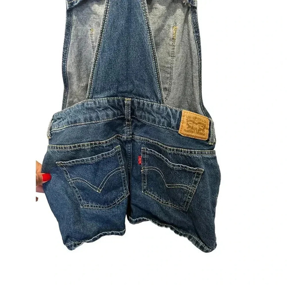 LEVI'S Girls Blue Reg Denim Shortalls Overalls Size L 12/14 - Picture 4 of 7